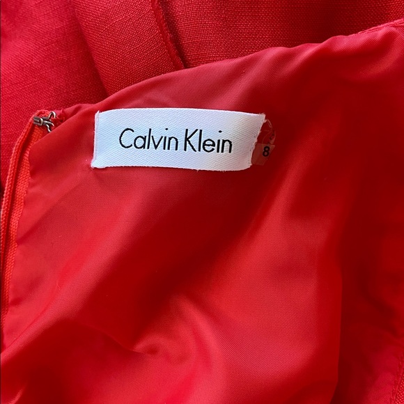 Calvin Klein Dress Red Fit and Flare Matching Belt Nwot 8 - Picture 7 of 7